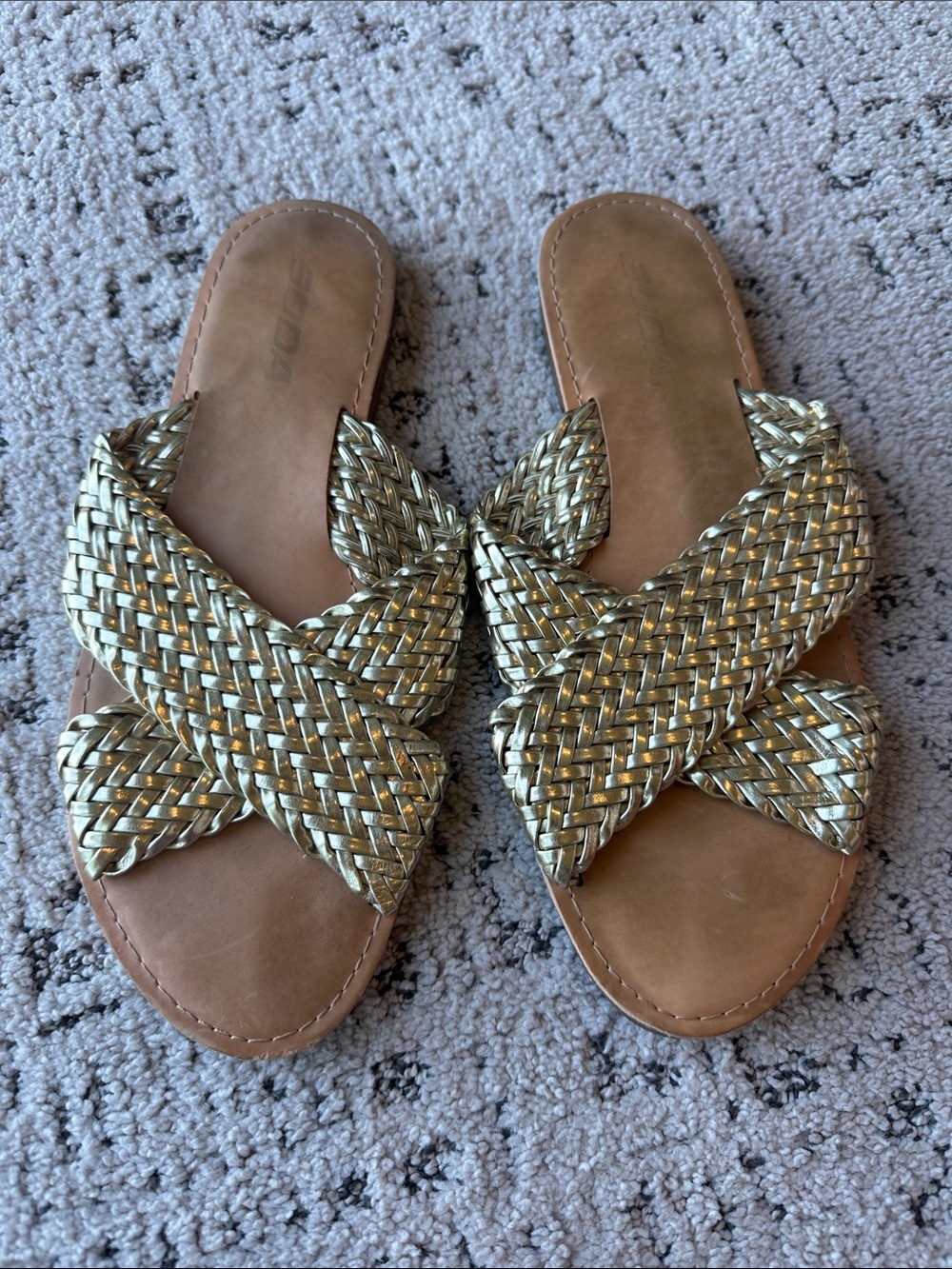 Soda Metallic Gold Braided Slide Sandals - Women